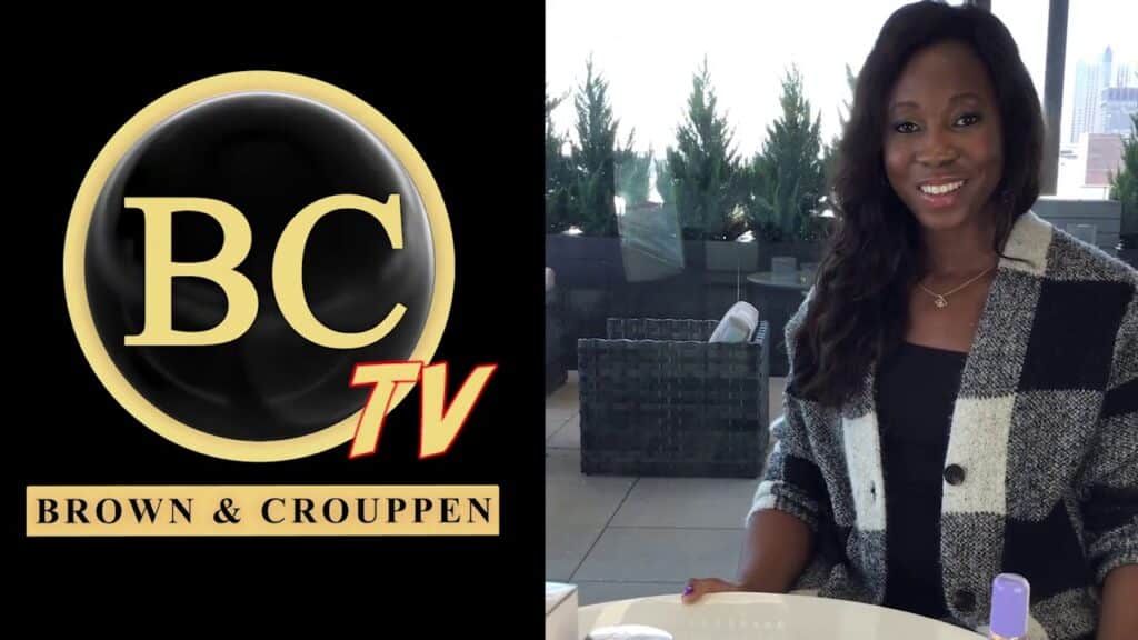black woman smiling at camera with logo for b&C tv