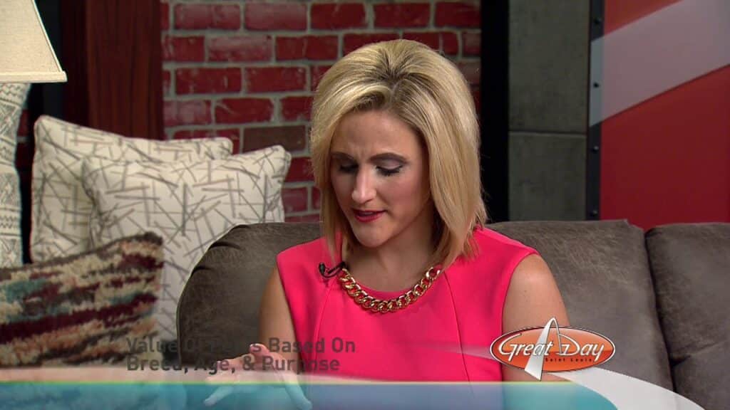 A female attorney talking about the value of pet injuries based on breed, age, and purpose.