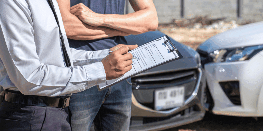 A man discussing with a lawyer after a car accident