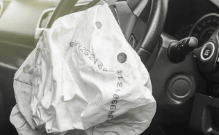 delpoyed airbag in car