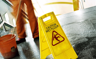 caution wet floor sign in yellow