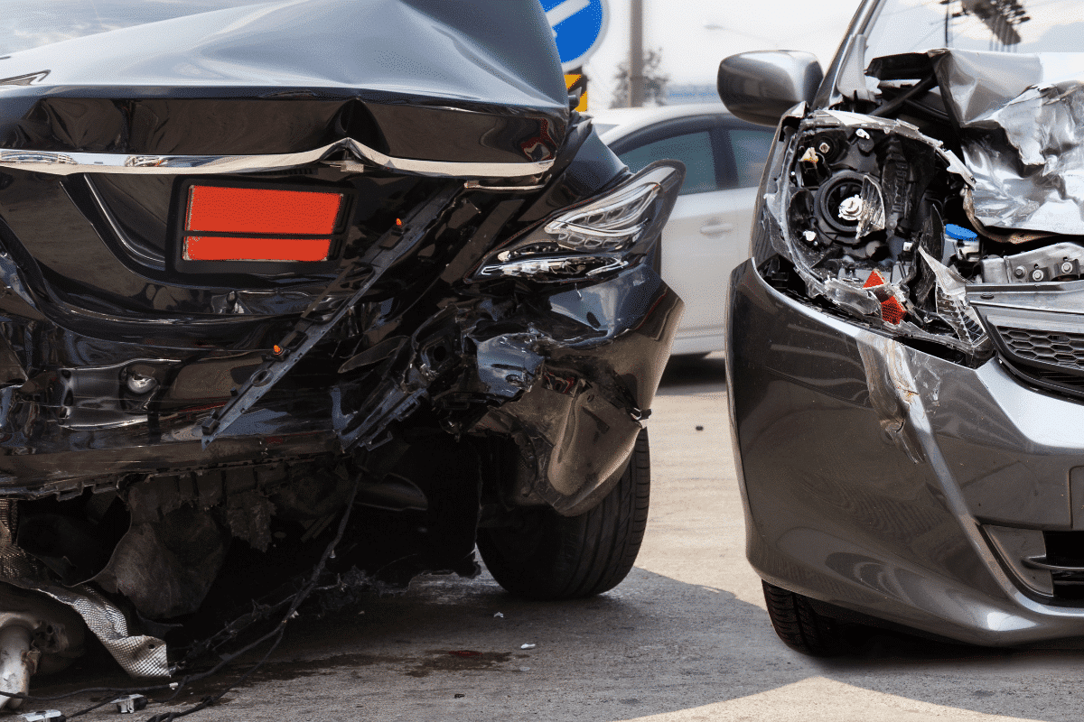 two cars after a car accident