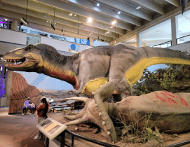 model of a dinosaur at a museum