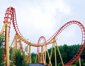 red and yellow rollercoaster