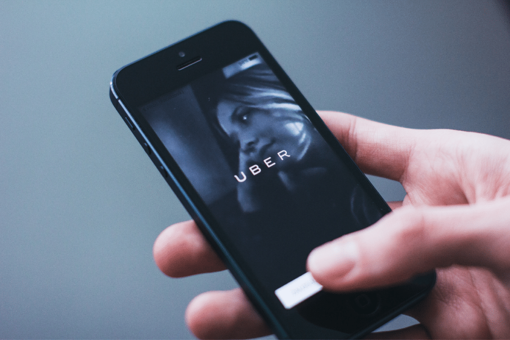 Uber app open on cell phone