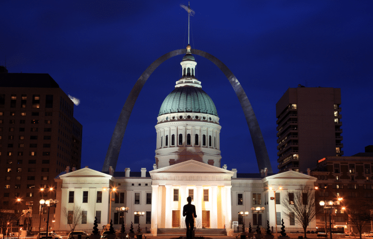 image of building in front of the St. Louis arch