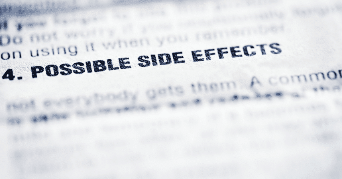 page that reads possible side effects