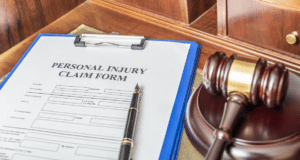 personal injury form on clipboard