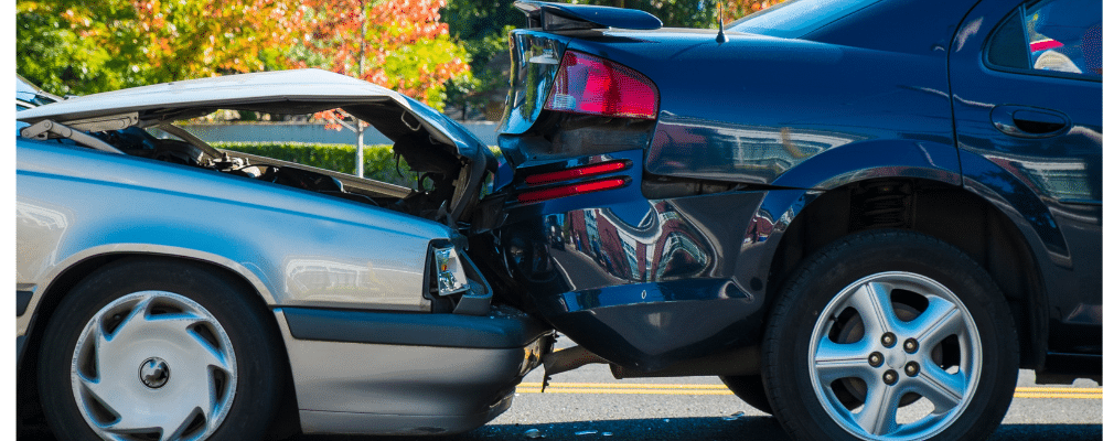 Two vehicles involved in a rear end collision accident