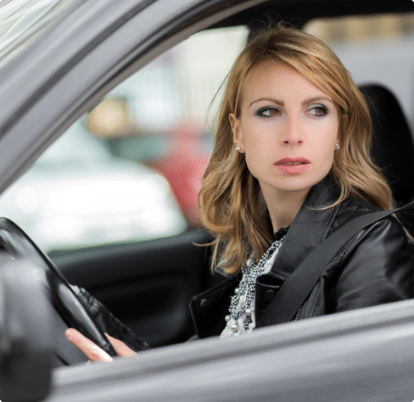 Woman distracted while driving