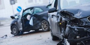image of wrecked vehicles following Multi-vehicle accident - car accident lawyer