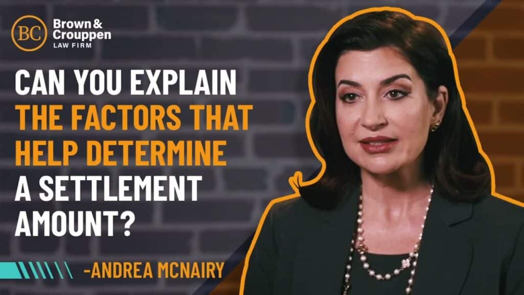 Attorney Andrea McNairy explaining the factors that help determine a settlement amount