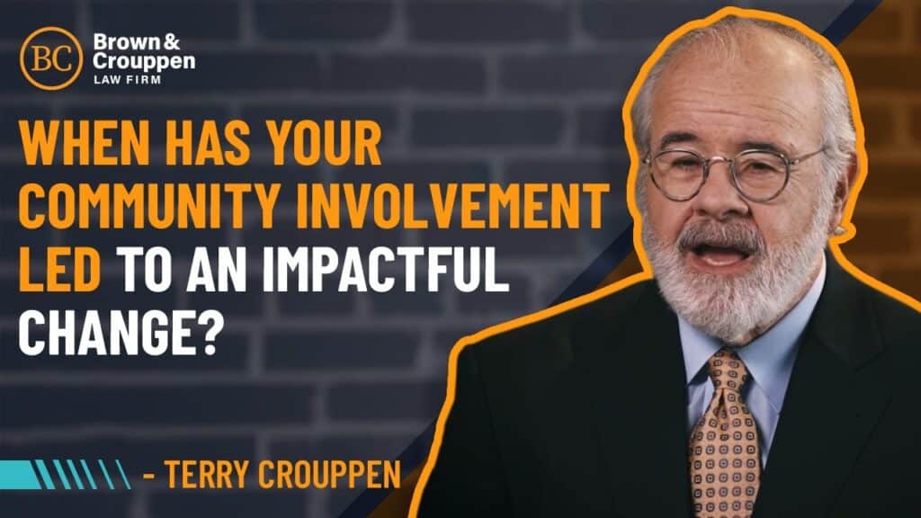 Attorney Terry Crouppen talking about the firms community involvement